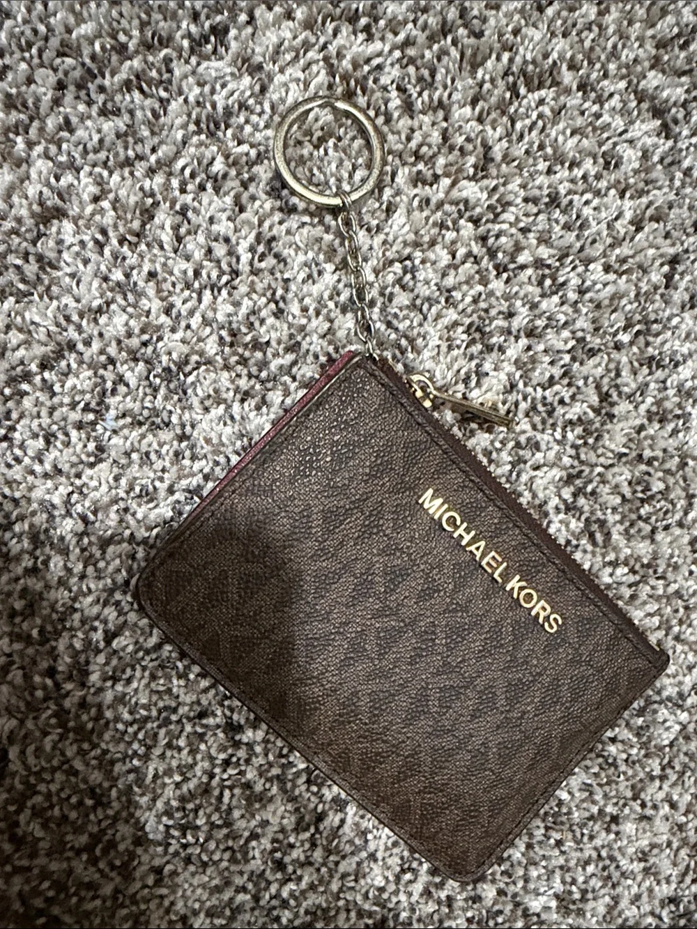 Michael Kors Brown MK Logo Zip Card Case with Key Ring
